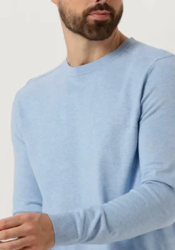 lichtblauwe selected homme trui slhberg crew neck noos