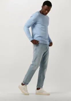 lichtblauwe selected homme trui slhberg crew neck noos