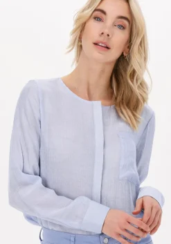 lichtblauwe simple blouses woven blouse colette stripe