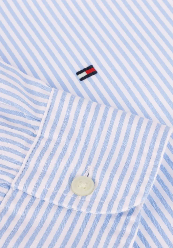 lichtblauwe tommy hilfiger klassiek overhemd flex poplin classic