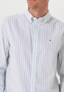 lichtblauwe tommy hilfiger casual overhemd flex poplin bold stripe rf shirt
