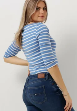 lichtblauwe tommy hilfiger tops & t-shirts new cody slim boat-nk ss 3/4slv