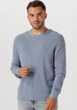 lichtblauwe tommy hilfiger trui essential structure crew neck