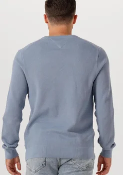lichtblauwe tommy hilfiger trui essential structure crew neck