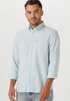 lichtblauwe tommy hilfiger klassiek overhemd chambray pocket rf shirt