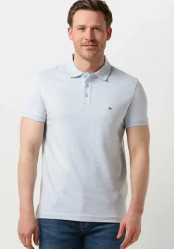 lichtblauwe tommy hilfiger polo pretwist mouline slim fit polo