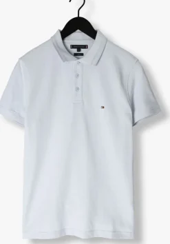 lichtblauwe tommy hilfiger polo pretwist mouline slim fit polo