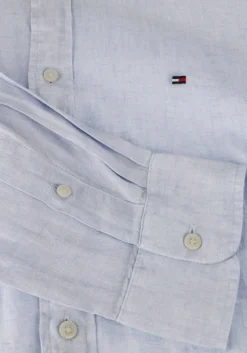 lichtblauwe tommy hilfiger casual overhemd pigment dyed li solid rf shirt