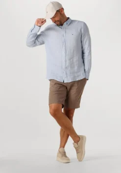 lichtblauwe tommy hilfiger casual overhemd pigment dyed li solid rf shirt