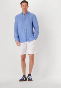 lichtblauwe tommy hilfiger casual overhemd pigment dyed li solid rf shirt