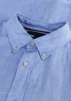 lichtblauwe tommy hilfiger casual overhemd pigment dyed li solid rf shirt