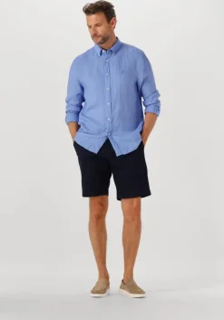 lichtblauwe tommy hilfiger casual overhemd pigment dyed li solid rf shirt