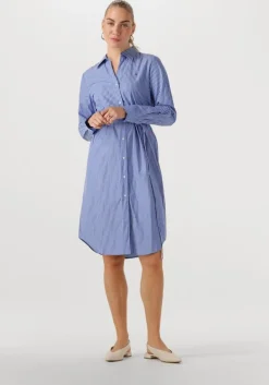 lichtblauwe tommy hilfiger midi jurk ess poplin regular shirt dress