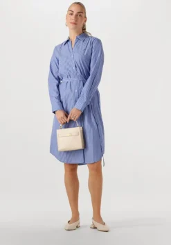 lichtblauwe tommy hilfiger midi jurk ess poplin regular shirt dress