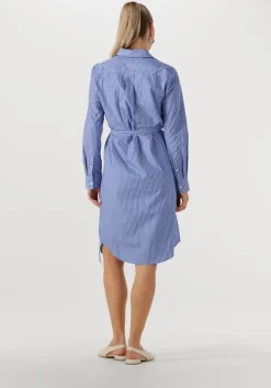 lichtblauwe tommy hilfiger midi jurk ess poplin regular shirt dress