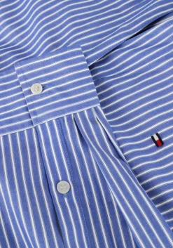 lichtblauwe tommy hilfiger midi jurk ess poplin regular shirt dress