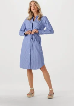 lichtblauwe tommy hilfiger midi jurk ess poplin regular shirt dress