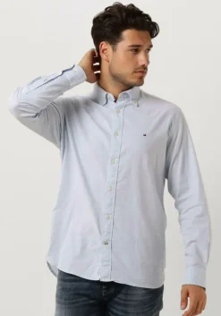 lichtblauwe tommy hilfiger casual overhemd core 1985 flex oxford rf shirt