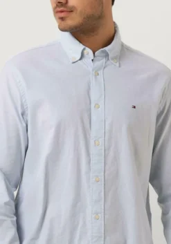 lichtblauwe tommy hilfiger casual overhemd core 1985 flex oxford rf shirt