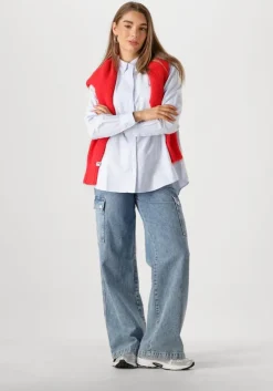 lichtblauwe tommy jeans blouses tjw rlx script oxford shirt