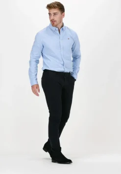 lichtblauwe tommy jeans casual overhemd tjm slim stretch oxford shirt