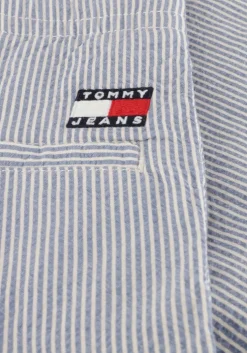 lichtblauwe tommy jeans korte broek tjm seersucker stp beach short