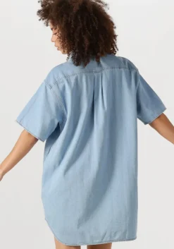 lichtblauwe tommy jeans mini jurk ss shirt dress ext
