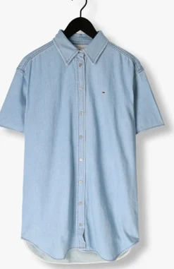 lichtblauwe tommy jeans mini jurk ss shirt dress ext