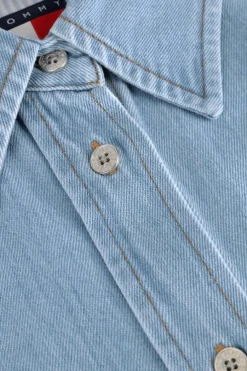 lichtblauwe tommy jeans mini jurk ss shirt dress ext