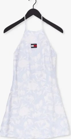 lichtblauwe tommy jeans mini jurk tjw aop mini dress