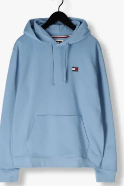 lichtblauwe tommy jeans sweater tjm reg badge hoodie