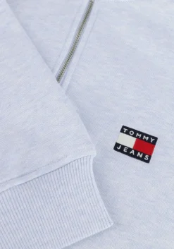 lichtblauwe tommy jeans trui tjw bxy crp badge 1/4zip