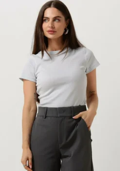 lichtblauwe vanilia top rib basic t-shirt