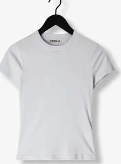 lichtblauwe vanilia top rib basic t-shirt