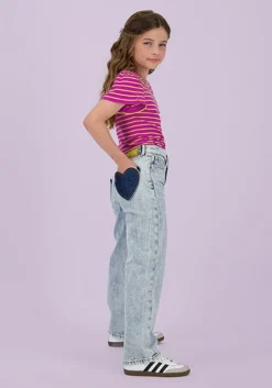 lichtblauwe vingino straight leg jeans cato heart