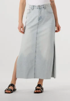 lichtblauwe withblack midirok wblgala denim skirt