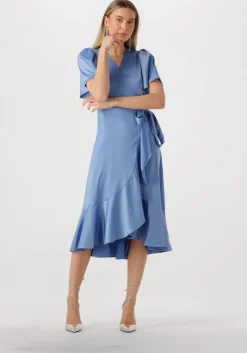 lichtblauwe y.a.s. midi jurk yasthea midi wrap dress