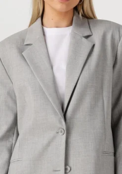 lichtgrijze alix the label blazer woven flowy blazer