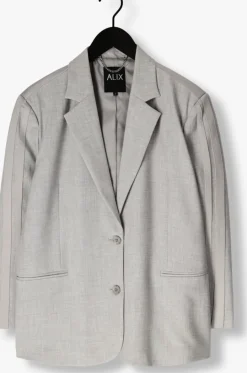 lichtgrijze alix the label blazer woven flowy blazer
