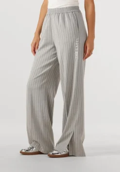 lichtgrijze alix the label wijde broek ladies woven pinstripe pants
