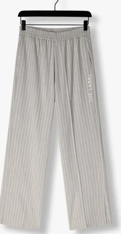 lichtgrijze alix the label wijde broek ladies woven pinstripe pants