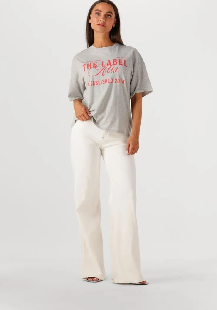 lichtgrijze alix the label t-shirt ladies knitted the label t-shirt