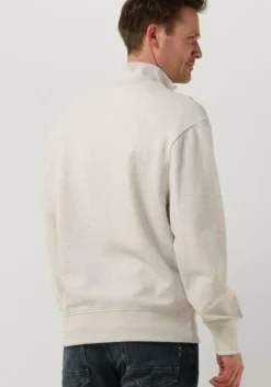 lichtgrijze calvin klein trui monologo waffle half zip hwk