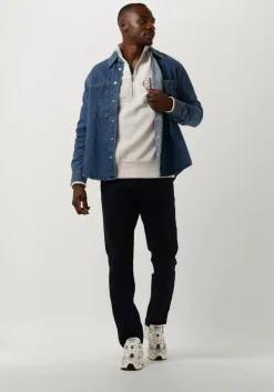 lichtgrijze calvin klein trui monologo waffle half zip hwk