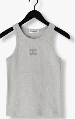 lichtgrijze co'couture top saharacc embroidery tank top