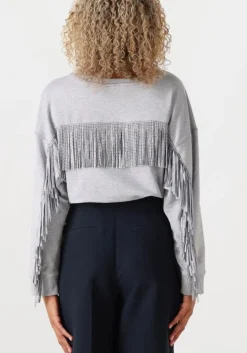lichtgrijze co'couture trui studcc fringe sweat