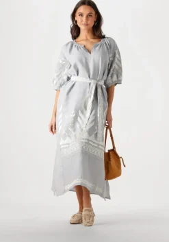 lichtgrijze greek archaic kori maxi jurk 230654