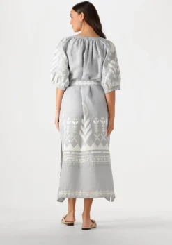 lichtgrijze greek archaic kori maxi jurk 230654