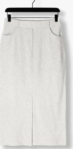 lichtgrijze jansen amsterdam midirok georgie rok hvm 683 overknee slit at cf