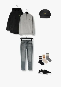 lichtgrijze lyle & scott sweater quarter zip pullover